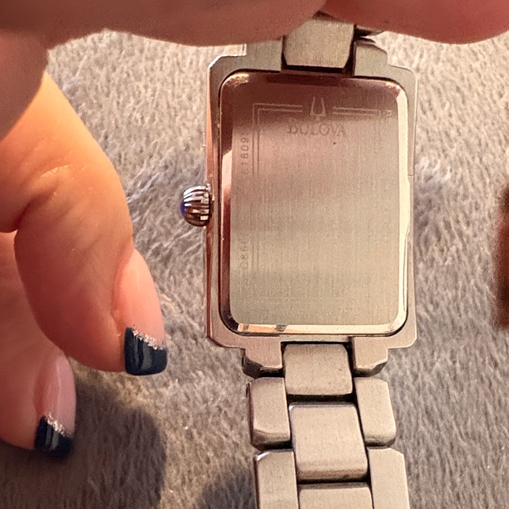 Bulova Silver Rectangular Watch - image 5